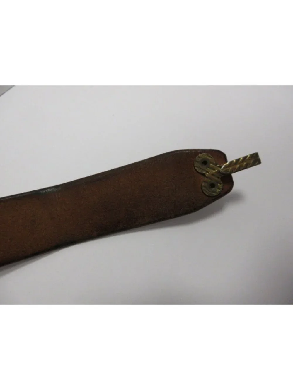 VINTAGE J Press Belt Leather Brass O-Ring Hook Buckle Handsewn *